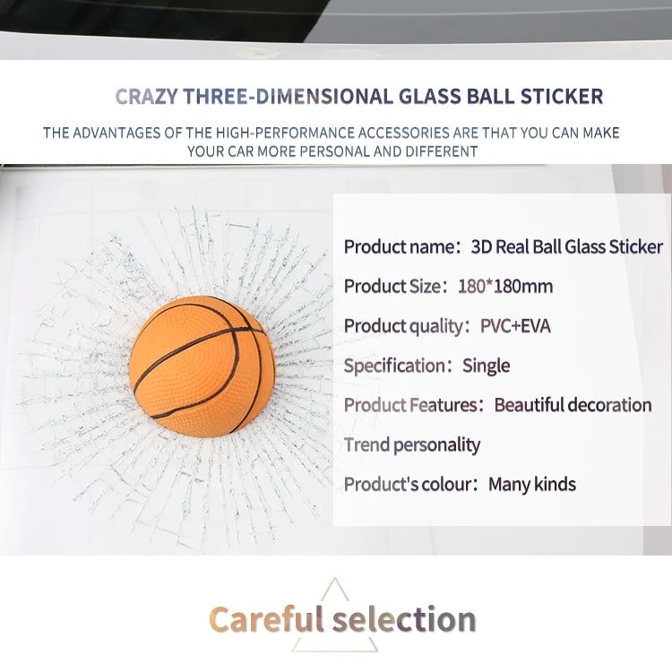 3D real ball glass sticker