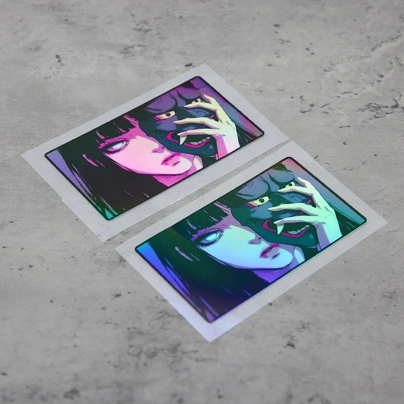 1PC Holographic Anime Girl Decals With Mask factory