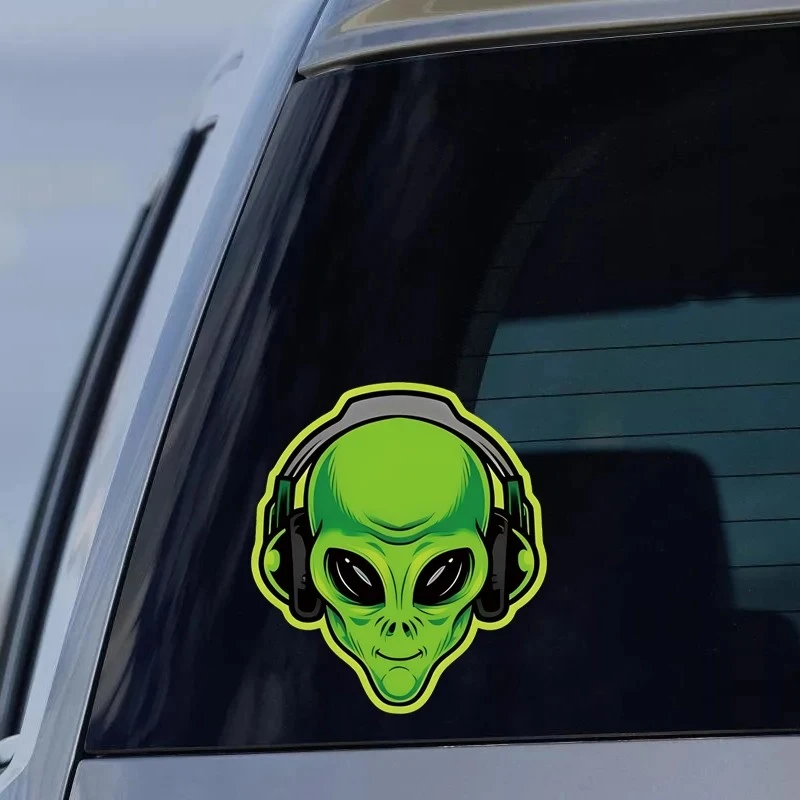 1pc Motorcycle Decal, Green Alien Character And Fun Decal factory