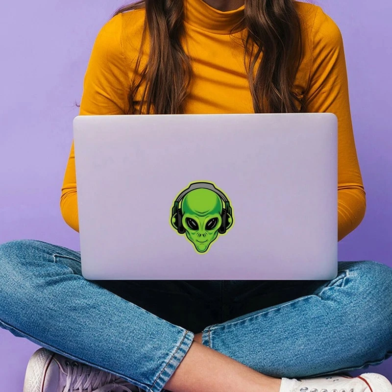 1pc Motorcycle Decal, Green Alien Character And Fun Decal price