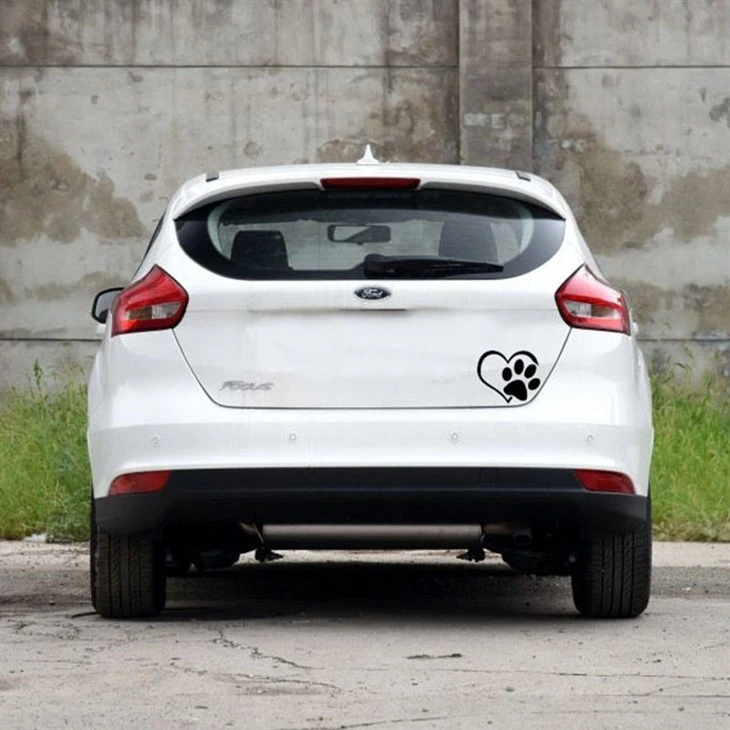 Foot Mark And Heart Car Decal
