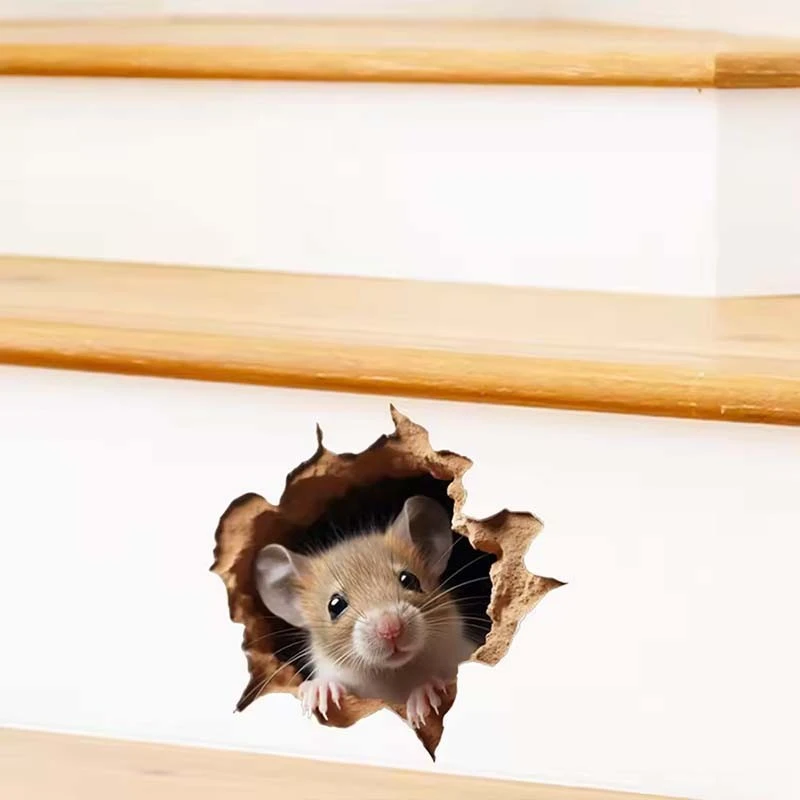 1pc Mouse Peeking Through Wall Decal