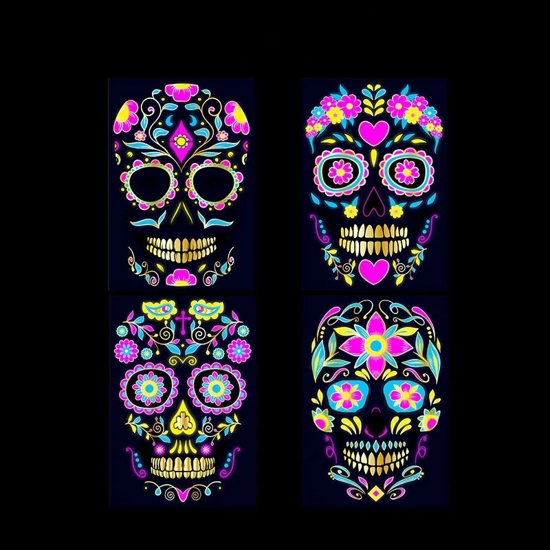 Halloween Stickers Luminous Face Tattoos For Mexican suppliers