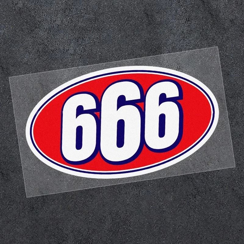 رقم 666 ملصق دراجة نارية مضحكة