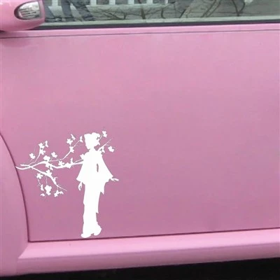 Geisha Japanese Girl Sakura Tree Sticker